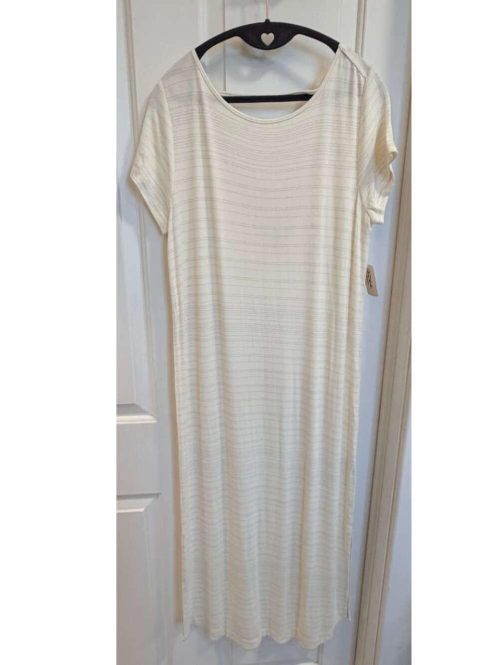 Soma Cool Nights Luxe Lounge Dress Ivory Stripe NWT Size M